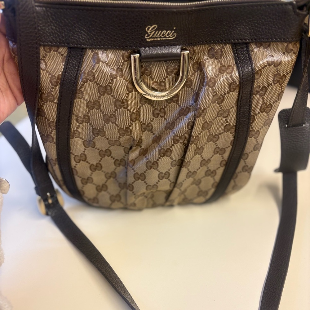 Gucci Monogram Brown and Black Crossbody Bag
